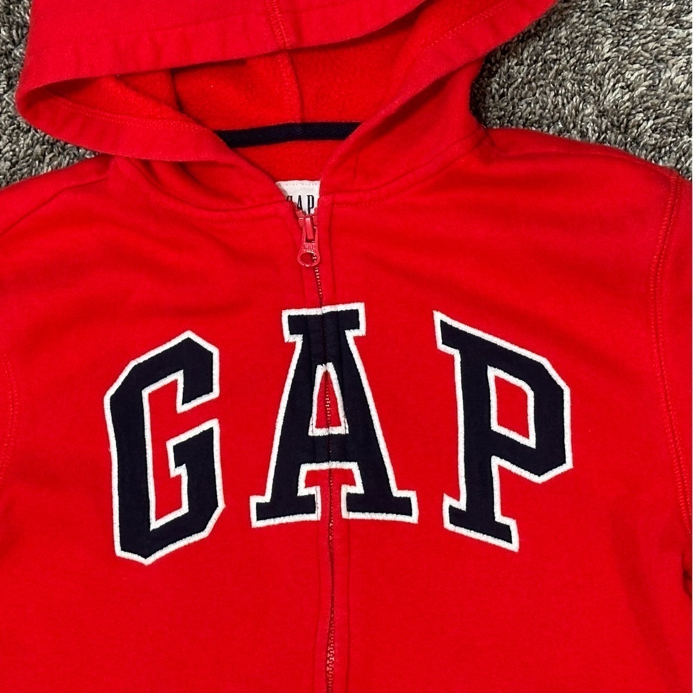 Kids Gap Logo Zip Hoodie red boys large - Picture 3 of 10